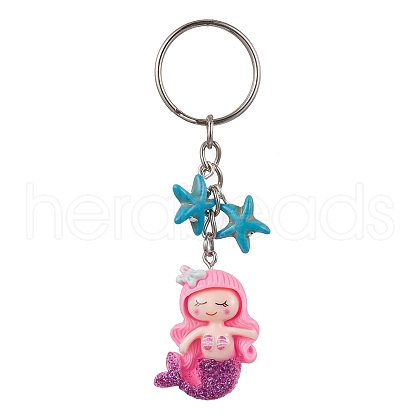 Mermaid Opaque Resin Pendant Keychain X1-KEYC-JKC00624-03-1