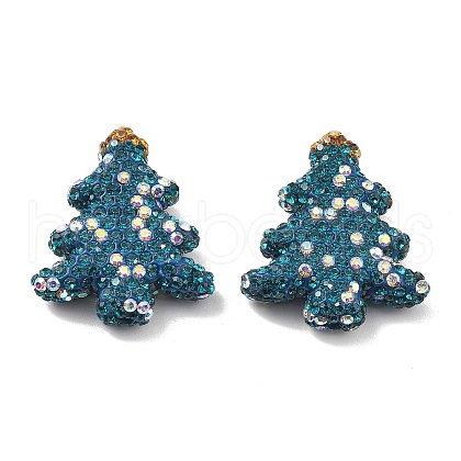 Christmas Tree Polymer Clay Rhinestone Beads CLAY-NH0001-10C-1