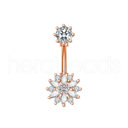 Brass Cubic Zirconia Navel Ring WGEFBF8-03-1