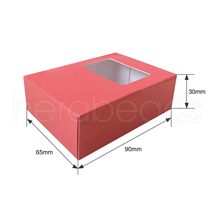 Rectangle Kraft Paper Necklace Earring Storage Gift Boxes with Clear Visible Window CON-WH0095-92A-1