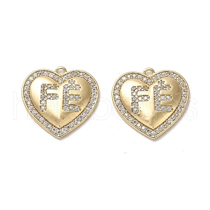 Brass Micro Pave Cubic Zirconia Pendants KK-K355-32G-1