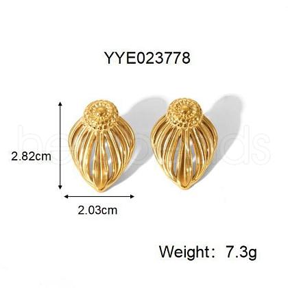 French Style Hollow Leaf Stainless Steel Stud Earrings for Women YL4840-3-1