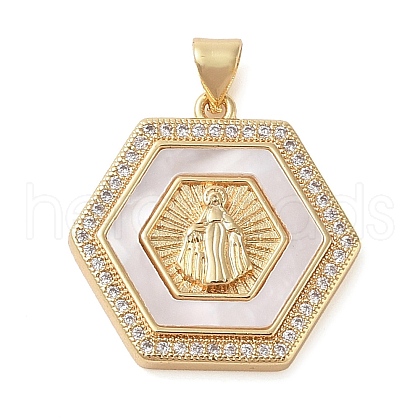 Brass Micro Pave Cubic Zirconia Pendants KK-I712-52G-08-1