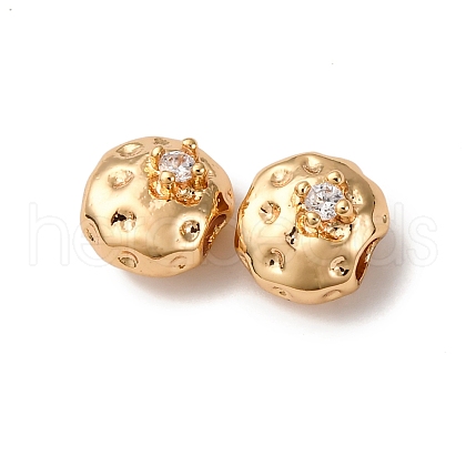 Brass Micro Pave Clear Cubic Zirconia Beads KK-Z112-23G-1