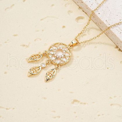 Fashionable Brass Clear Cubic Zirconia Pendant Cable Chain Necklaces for Women FN2830-6-1