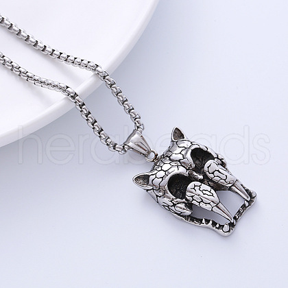 Vintage Men's Punk Stainless Steel Animal Pendant Necklaces PN8087-1