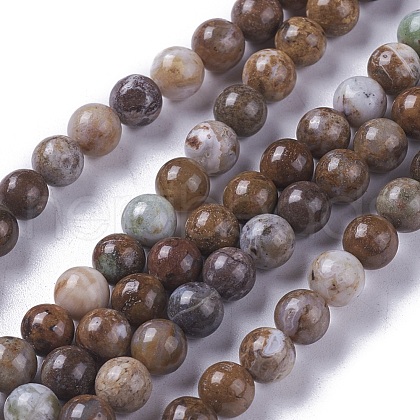 Natural African Opal Beads Strands G-P181-05-6mm-1
