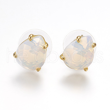 Opalite Stud Earrings EJEW-L196-03F-1