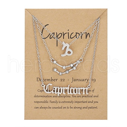 3Pcs 3 Styles Alloy Crystal Rhinestone Constellation Pendant Necklaces Sets WGEBB06-20-1