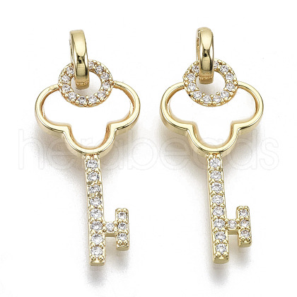 Brass Micro Pave Cubic Clear Zirconia Pendants KK-N232-94-NF-1