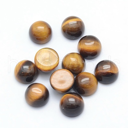 Natural Tiger Eye Cabochons G-P393-R25-12MM-1