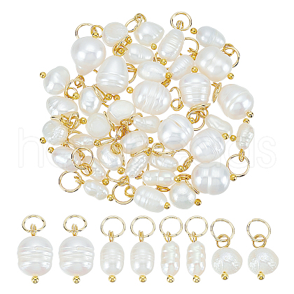 40Pcs 4 Styles Natural Cultured Freshwater Pearl Pendants PALLOY-PH01713-1