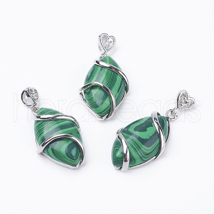 Synthetic Malachite Pendants G-E423-02P-1