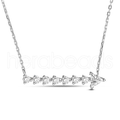 TINYSAND 925 Sterling Silver Shining Cubic Zirconia Arrow Pendant Necklaces TS-N391-S-1