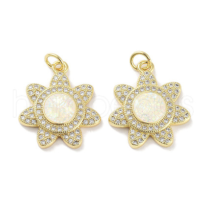 Brass Micro Pave Clear Cubic Zirconia Pendants KK-L213-019G-1