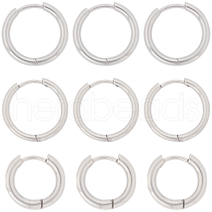 SUNNYCLUE 12 Pairs 3 Styles 202 & 304 Stainless Steel Huggie Hoop Earrings EJEW-SC0001-43-1