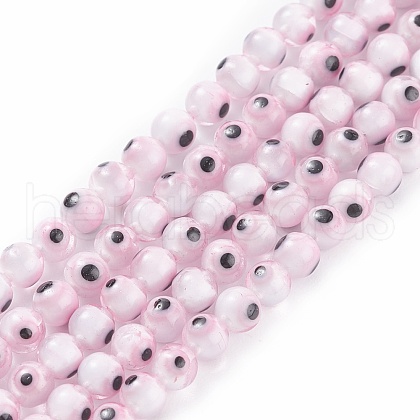 Handmade Evil Eye Lampwork Round Bead Strands LAMP-L055-4mm-17-1