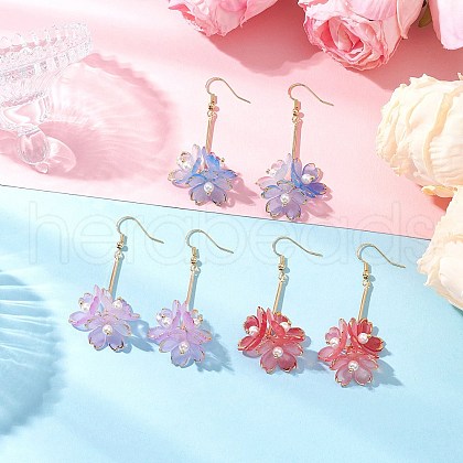 Acrylic Flower Dangle Earrings EJEW-TA00638-1