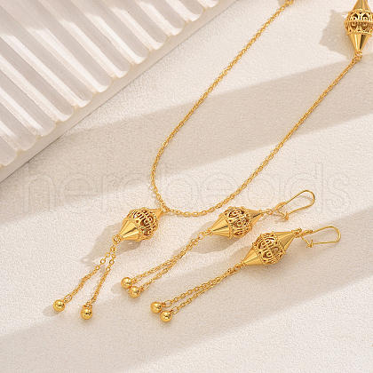 Brass Bicone Tassel Earrings & Necklaces Sets for Women KG8308-1