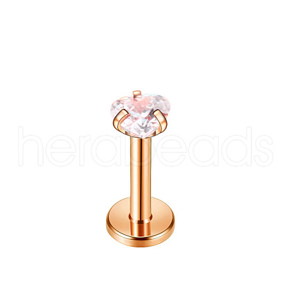 Stainless Steel Clear Cubic Zirconia Threadless Labret Stud WGC142D-26-1