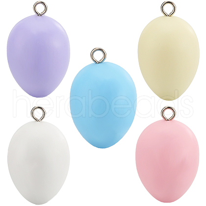 SUNNYCLUE 10Pcs 5 Colors Easter Theme Spray Painted Wood Pendants WOOD-SC0001-64-1