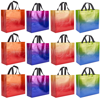 Gorgecraft 12Pcs 4 Colors Non-Woven Reusable Folding Gift Bags with Handle ABAG-GF0001-29B-1