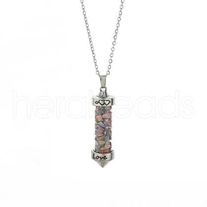 Synthetic Mixed Stone Chip Wishing Bottle Cone Love Glass Pendant Necklaces FL0210-8-1