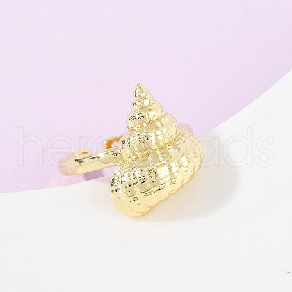 Ocean Theme Brass Cuff Rings RJEW-C135-01G-04-1