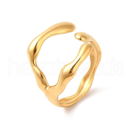 Ion Plating(IP) 304 Stainless Steel Cuff Finger Ring RJEW-E063-32G-1