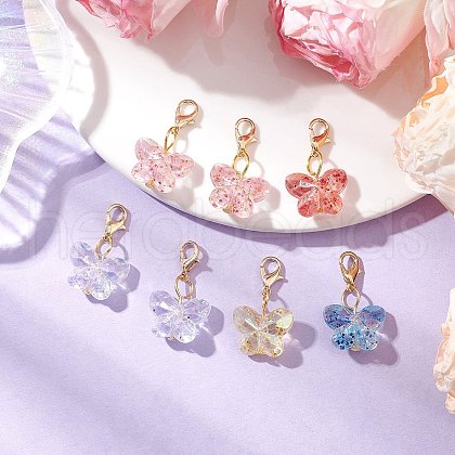 Transparent Acrylic Butterfly Pendant Decorations HJEW-JM03124-1