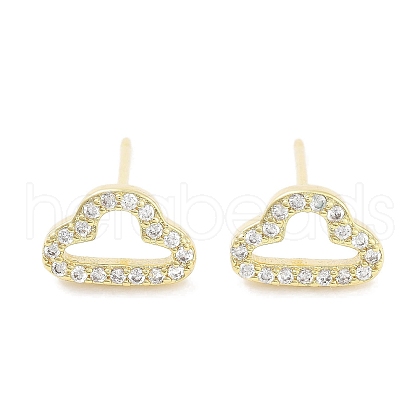 Brass Micro Pave Clear Cubic Zirconia Studs Earring EJEW-S217-G11-1