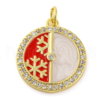 Christmas Series Brass Micro Pave Cubic Zirconia Pendants KK-S401-03G-B-1