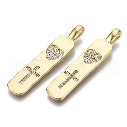 Brass Micro Pave Clear Cubic Zirconia Pendants ZIRC-N039-083-NF-1