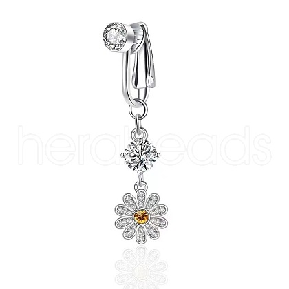 304 Stainless Steel Pave Clear Cubic Zirconia Clip on Belly Rings FS-WG683DA-03-1