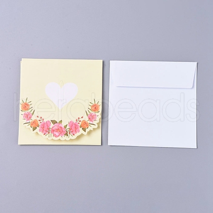 Envelope and Floral Pattern Thank You Cards Sets DIY-I029-01D-1