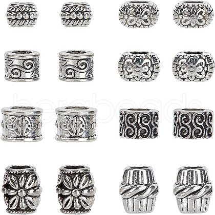 GOMAKERER 96Pcs 8 Style Tibetan Style Alloy European Beads MPDL-GO0001-01-RS-1