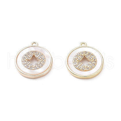 Rack Plating Brass Shell Pendants KK-A183-48G-1