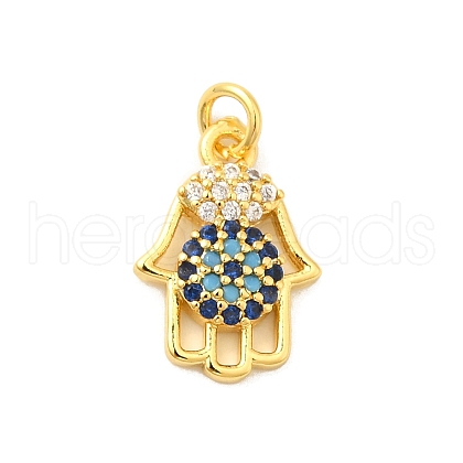 Real 18K Gold Plated Rack Plating Brass Micro Pave Cubic Zirconia Pendants Charms KK-S396-01J-1