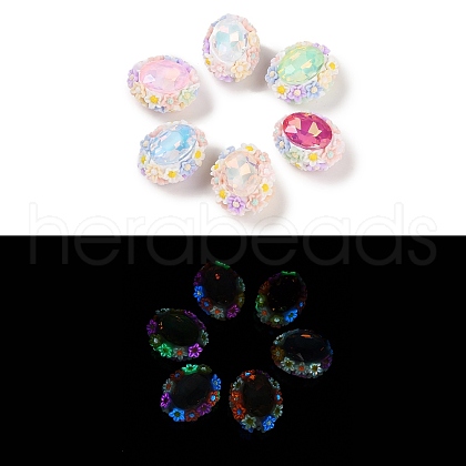Handmade Luminous Polymer Clay Rhinestone Beads CLAY-H003-05-1