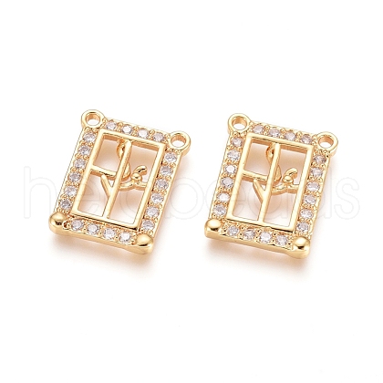 Brass Micro Pave Clear Cubic Zirconia Pendants ZIRC-G152-45G-1