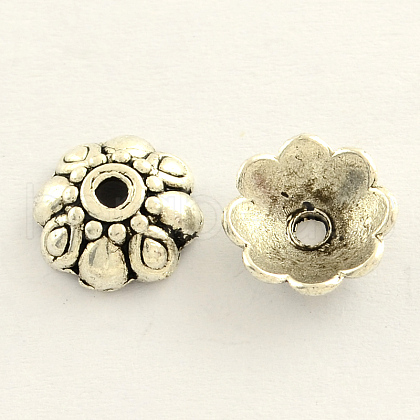 Tibetan Style Zinc Alloy Flower Bead Caps TIBE-Q033-28-1