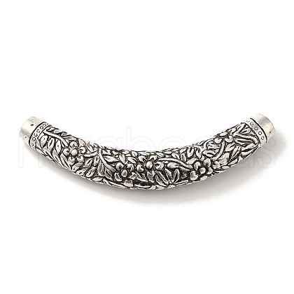 Tibetan Style Alloy Carved Flower Tube Beads TIBEB-L007-10AS-1
