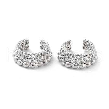 Round Ball Brass Cuff Earrings EJEW-D088-13P-1