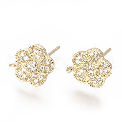 Brass Stud Earring Findings ZIRC-O034-18G-1