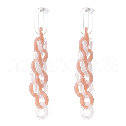 Acrylic Curb Chain Tassel Dangle Stud Earrings for Women EJEW-JE04767-04-1