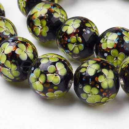 Handmade Inner Flower Lampwork Beads Strands LAMP-L072-D01-1