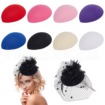  8Pcs 8 Colors Teardrop EVA Mini Hat Fascinator Base AJEW-NB0005-98-1