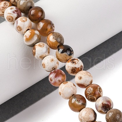 Natural Fire Crackle Agate Beads Strands G-G163-A01-01-1
