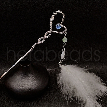 Alloy Feather Hair Sticks PW-WG65369-03-1