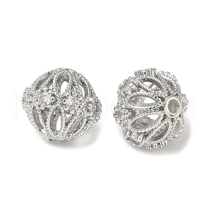 Brass Micro Pave Cubic Zirconia Beads KK-A254-19P-1